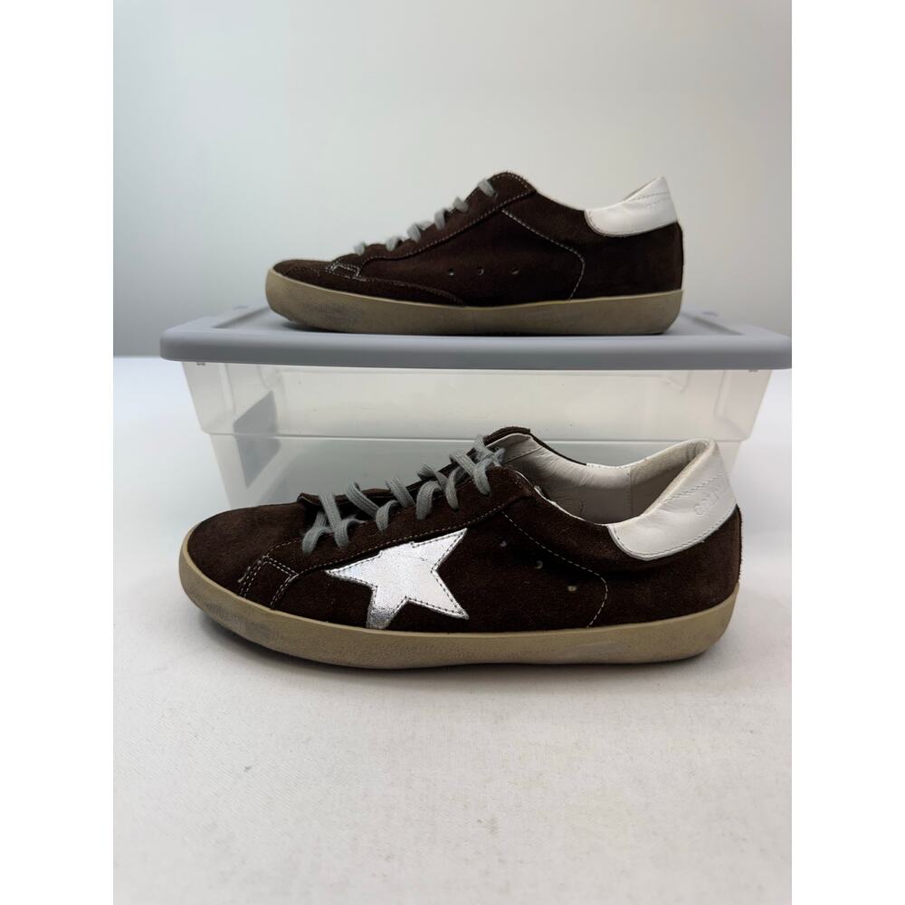 Golden Goose Deluxe Brand Superstar Brown Suede Silver Star Sneakers EU 38 US 8 - Picture 3 of 14